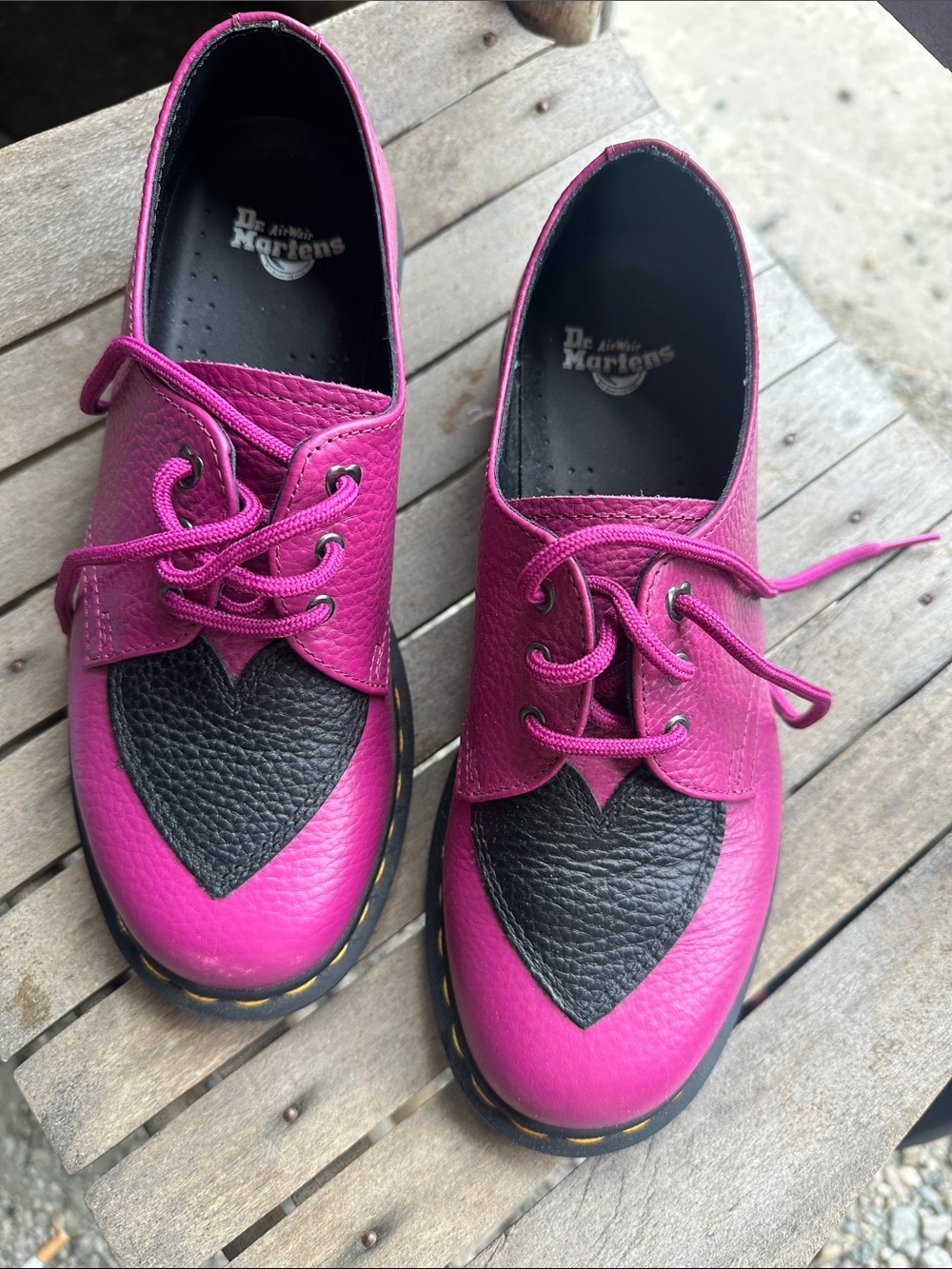 Dr. Martens Women's Fuchsia and Black Heart Derby Shoes